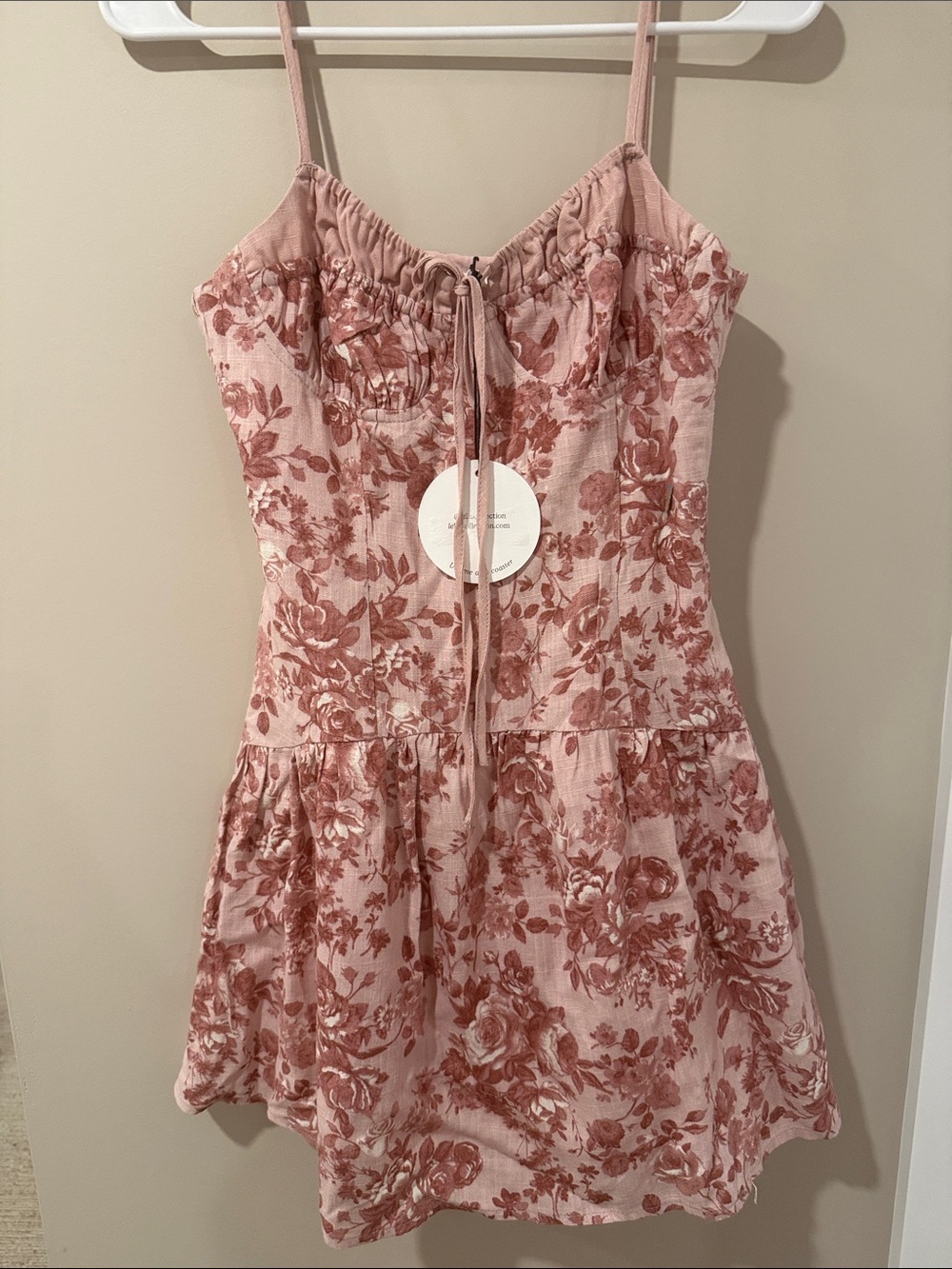 Pink Floral Summer Sundress with Tie Front